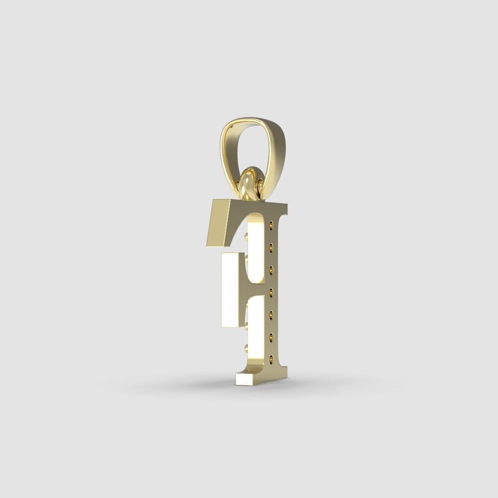 Alphabet Latin with gems F 3D print model_13