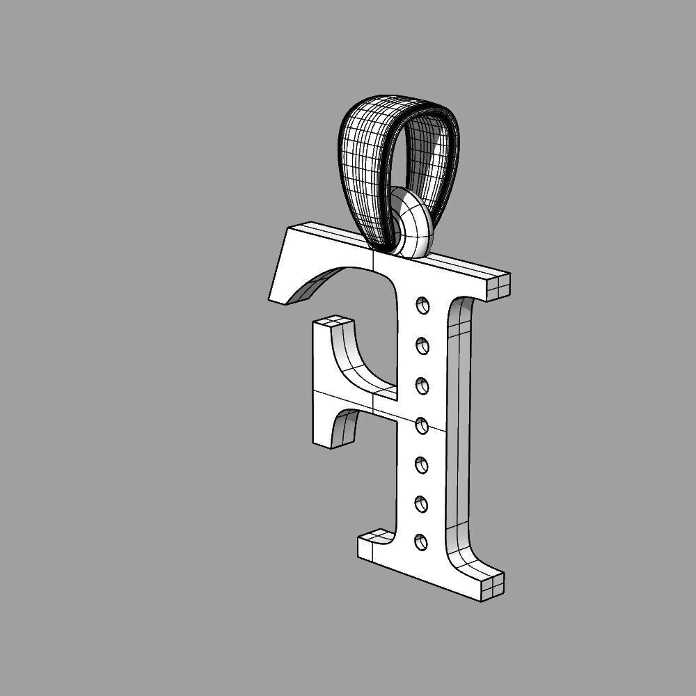 Alphabet Latin with gems F 3D print model_46