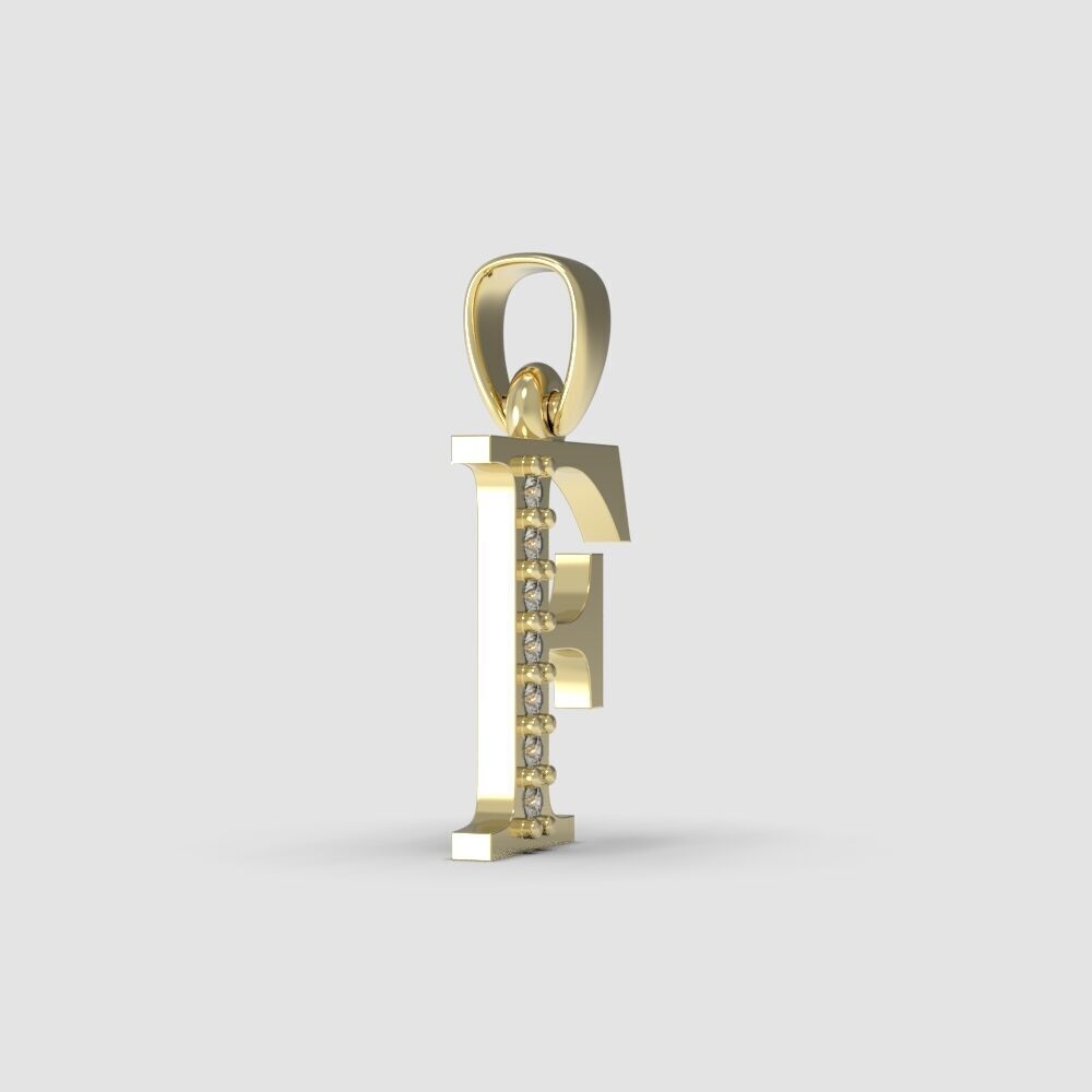 Alphabet Latin with gems F 3D print model_26