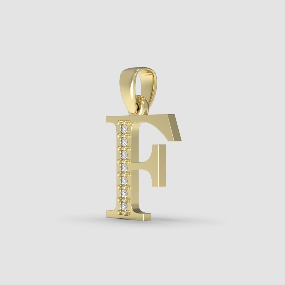 Alphabet Latin with gems F 3D print model_8