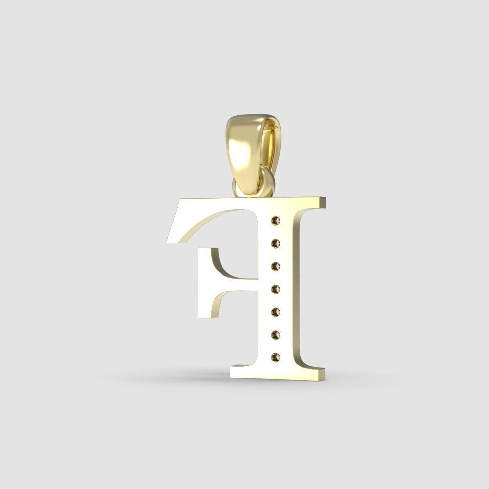 Alphabet Latin with gems F 3D print model_6