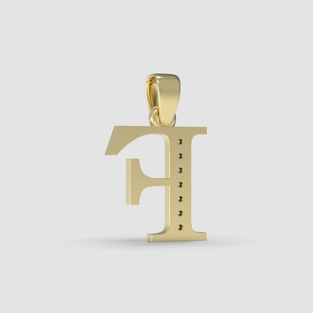 Alphabet Latin with gems F 3D print model_18