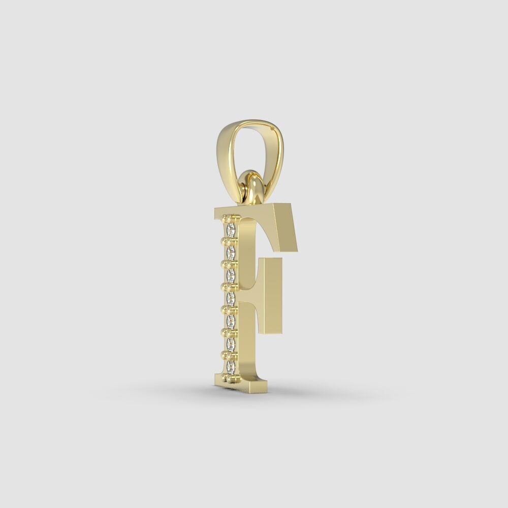 Alphabet Latin with gems F 3D print model_9
