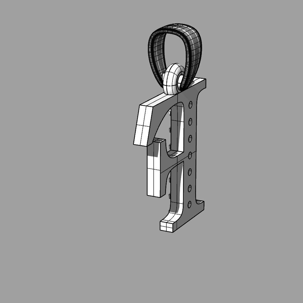 Alphabet Latin with gems F 3D print model_39