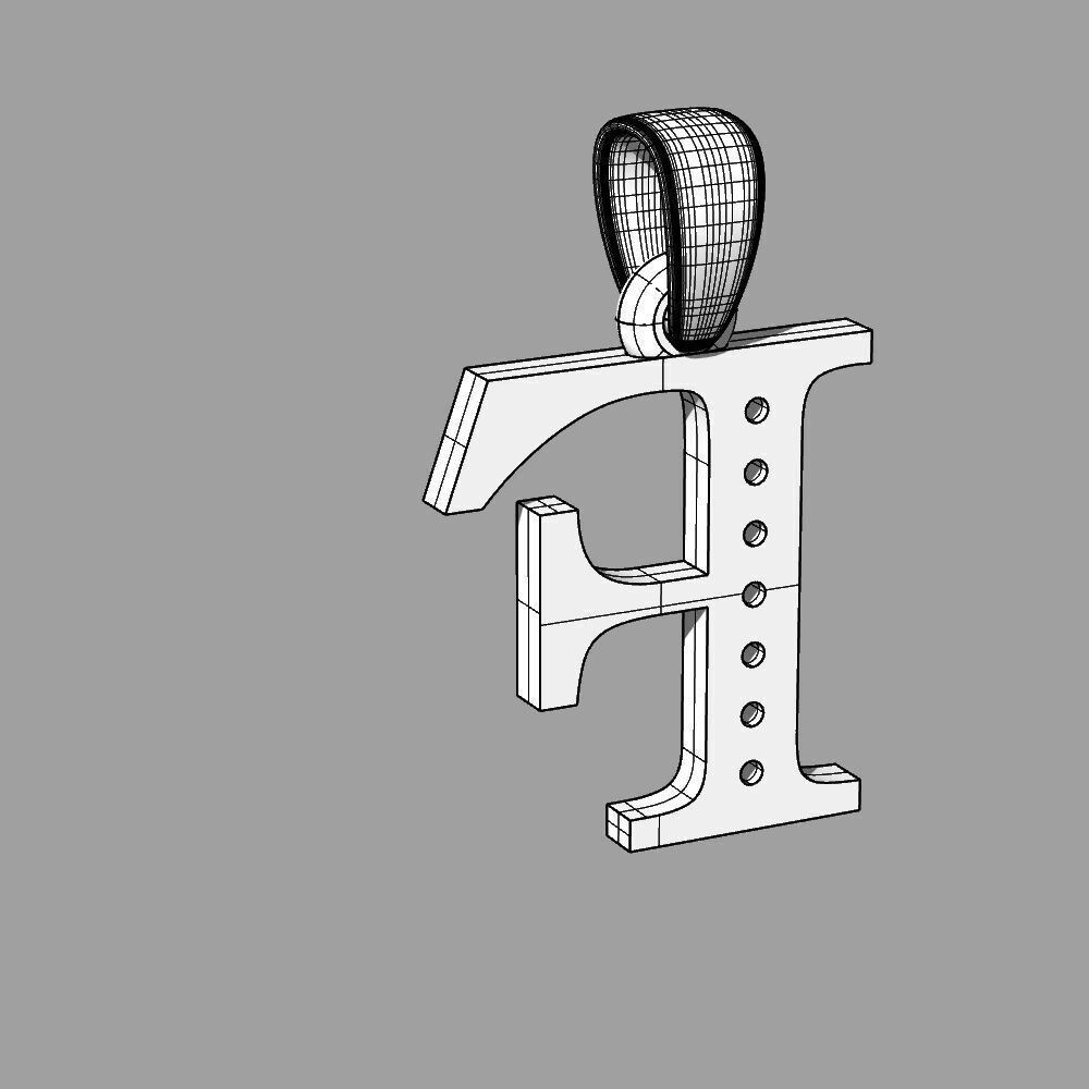 Alphabet Latin with gems F 3D print model_41