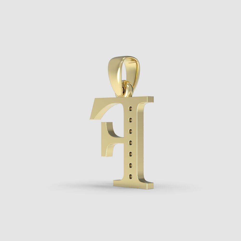 Alphabet Latin with gems F 3D print model_19