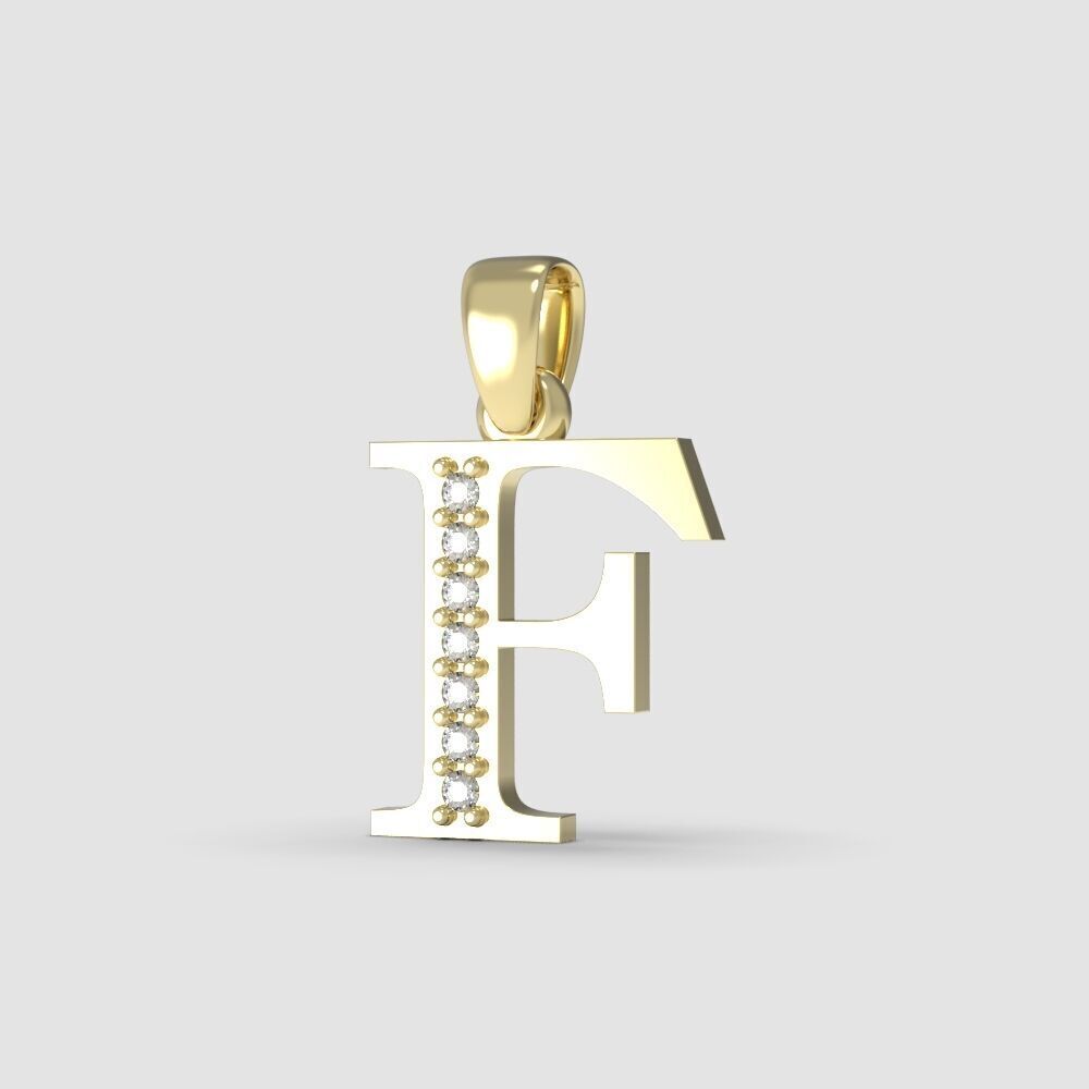Alphabet Latin with gems F 3D print model_31