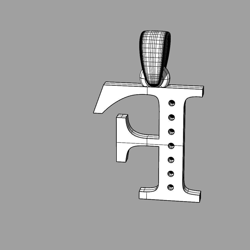 Alphabet Latin with gems F 3D print model_44