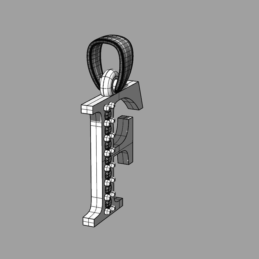 Alphabet Latin with gems F 3D print model_50