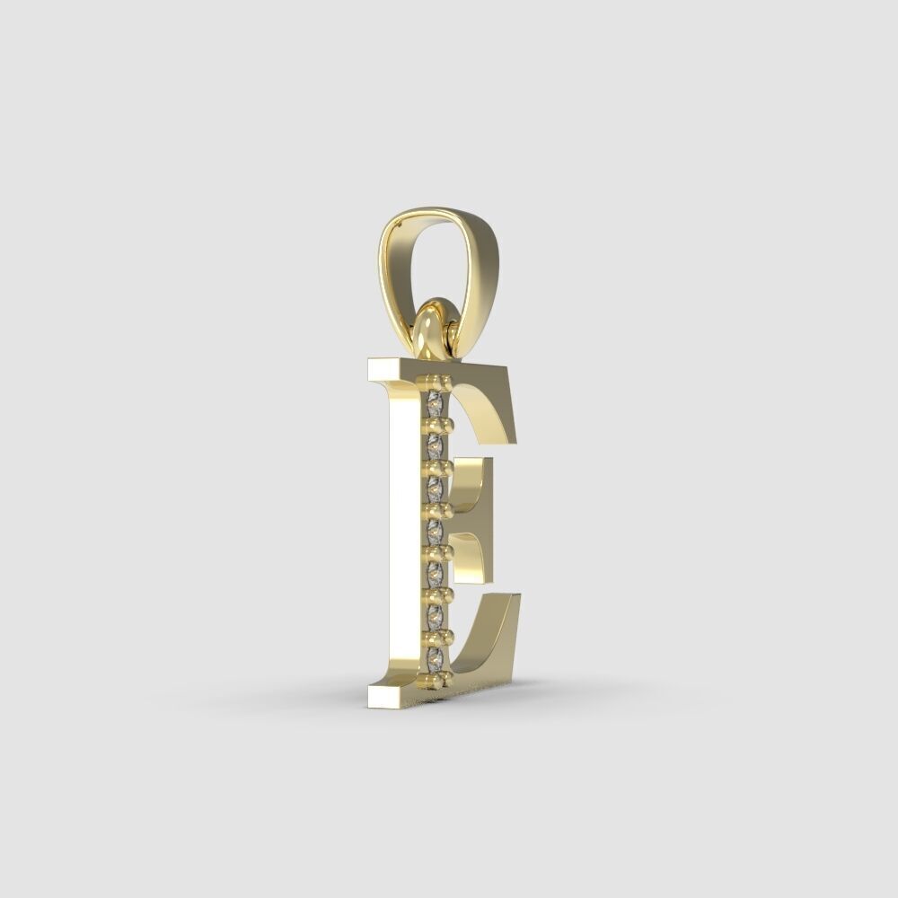 Alphabet Latin with gems E 3D print model_25
