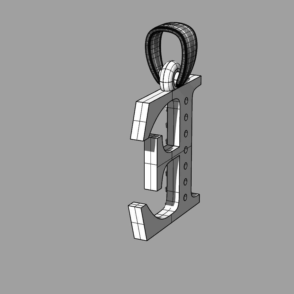 Alphabet Latin with gems E 3D print model_40