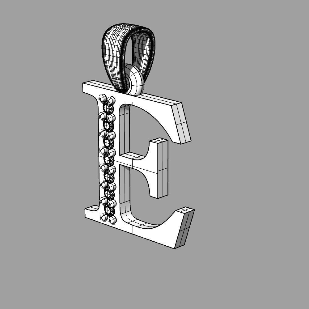 Alphabet Latin with gems E 3D print model_36