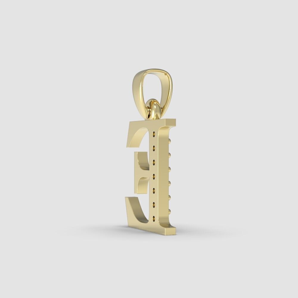 Alphabet Latin with gems E 3D print model_21