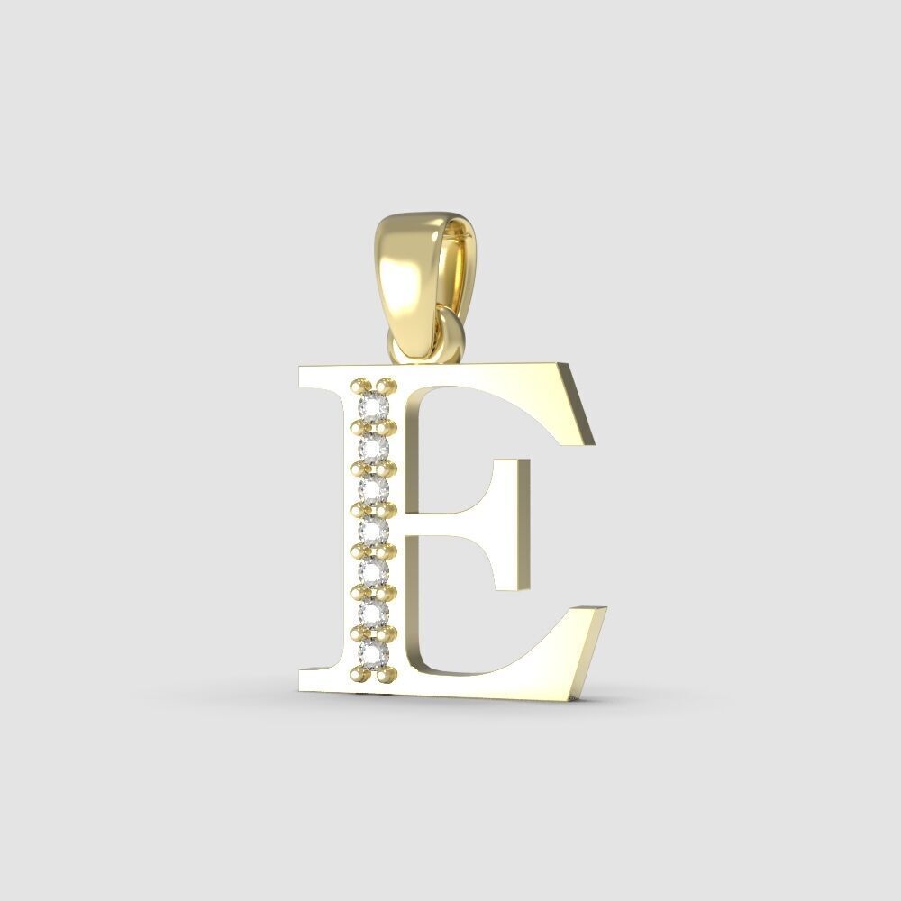 Alphabet Latin with gems E 3D print model_32