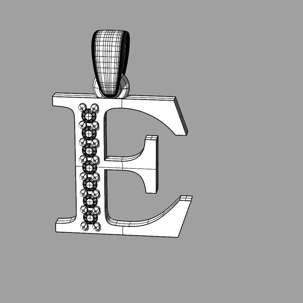Alphabet Latin with gems E 3D print model_4