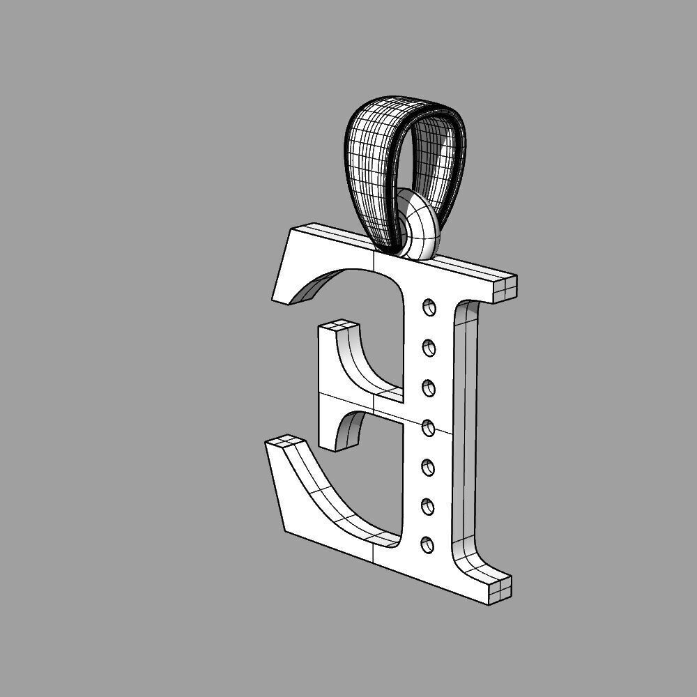 Alphabet Latin with gems E 3D print model_45