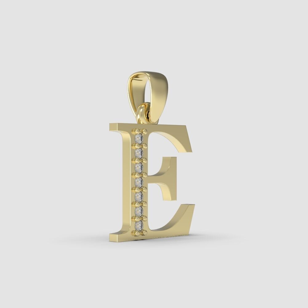 Alphabet Latin with gems E 3D print model_27