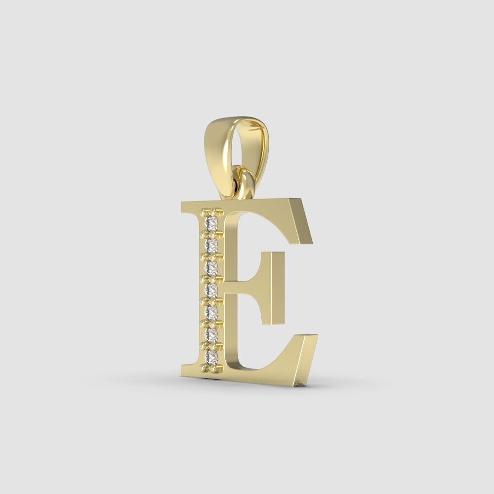 Alphabet Latin with gems E 3D print model_8