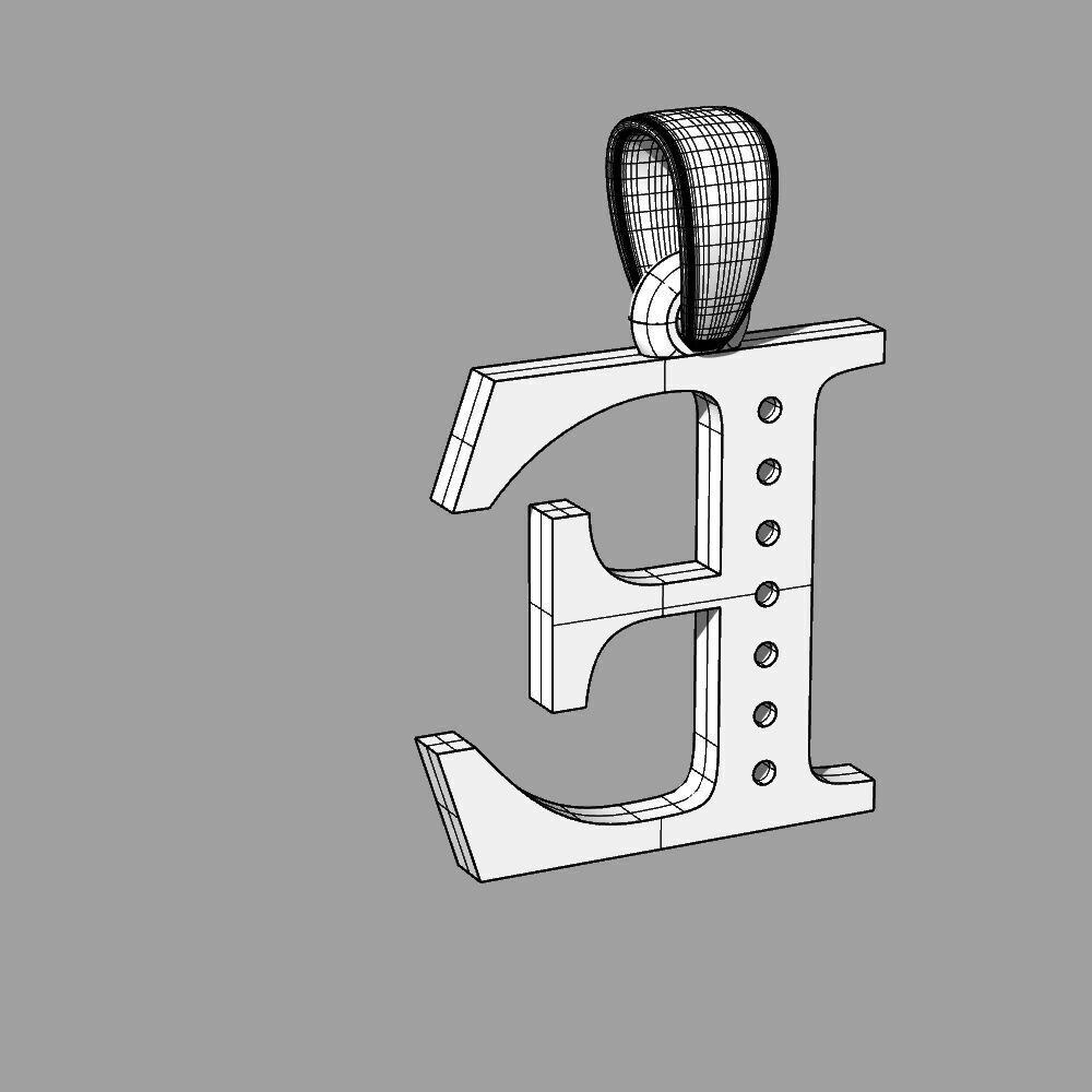 Alphabet Latin with gems E 3D print model_41