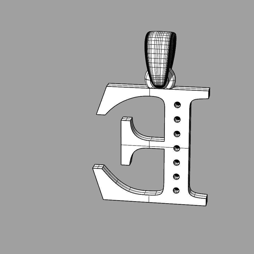 Alphabet Latin with gems E 3D print model_43