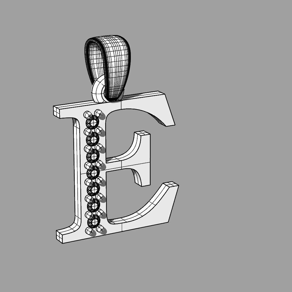 Alphabet Latin with gems E 3D print model_52