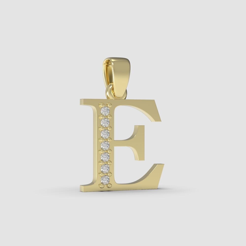 Alphabet Latin with gems E 3D print model_29