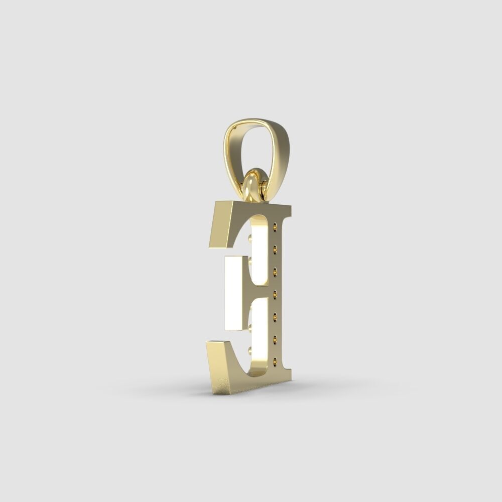 Alphabet Latin with gems E 3D print model_14