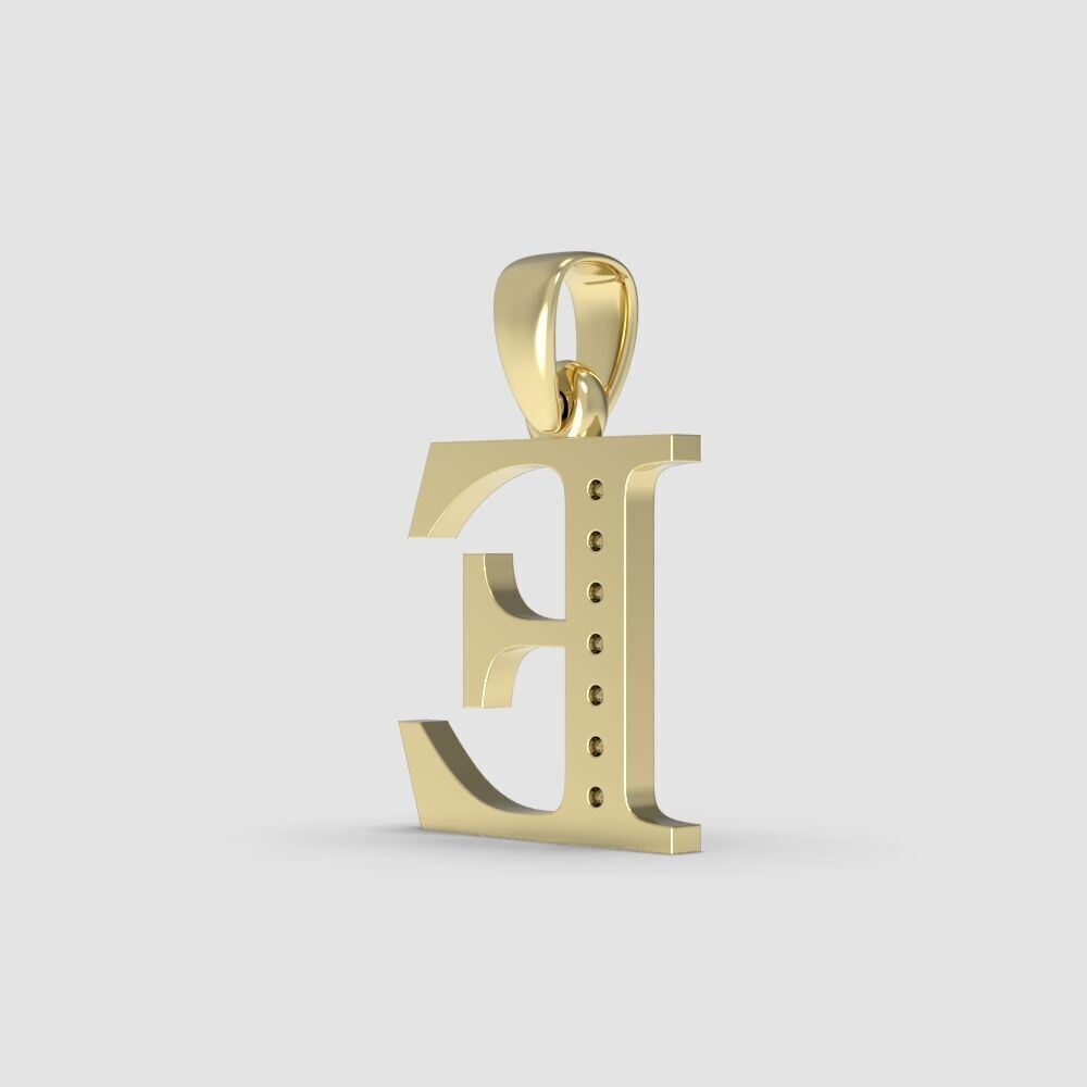 Alphabet Latin with gems E 3D print model_19