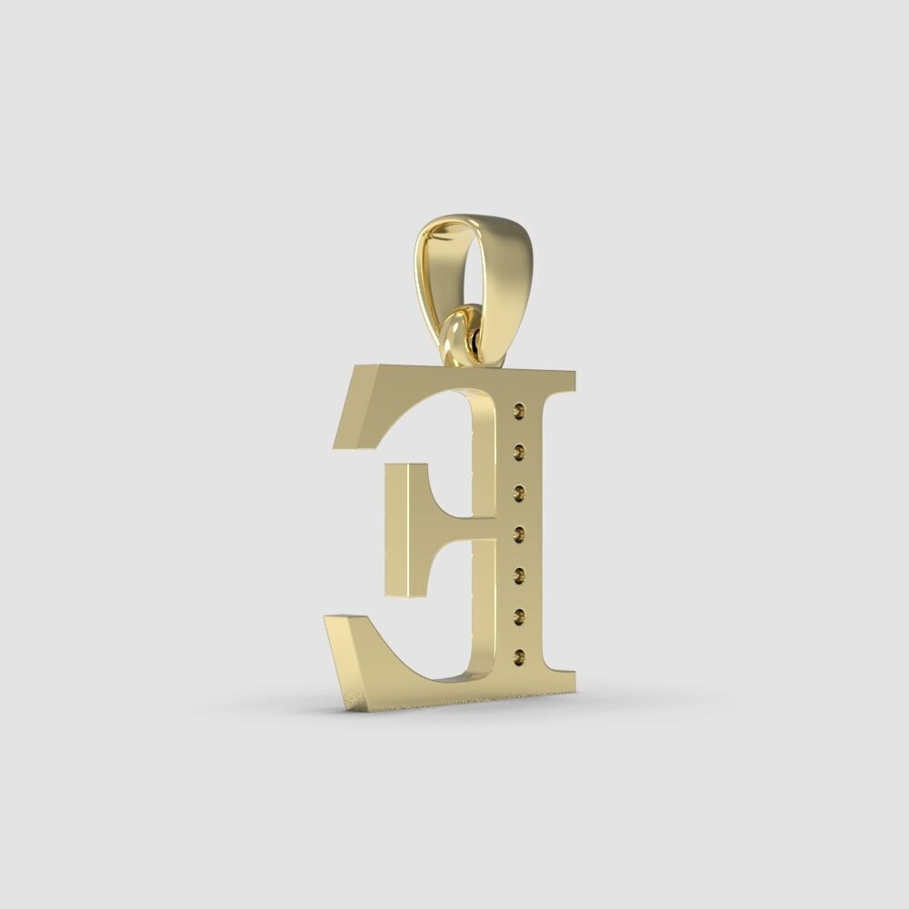 Alphabet Latin with gems E 3D print model_15
