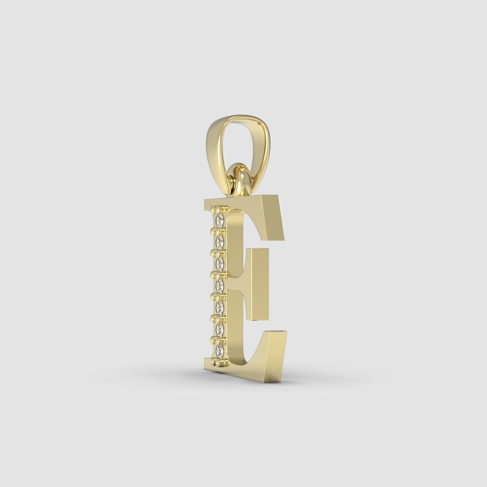 Alphabet Latin with gems E 3D print model_9