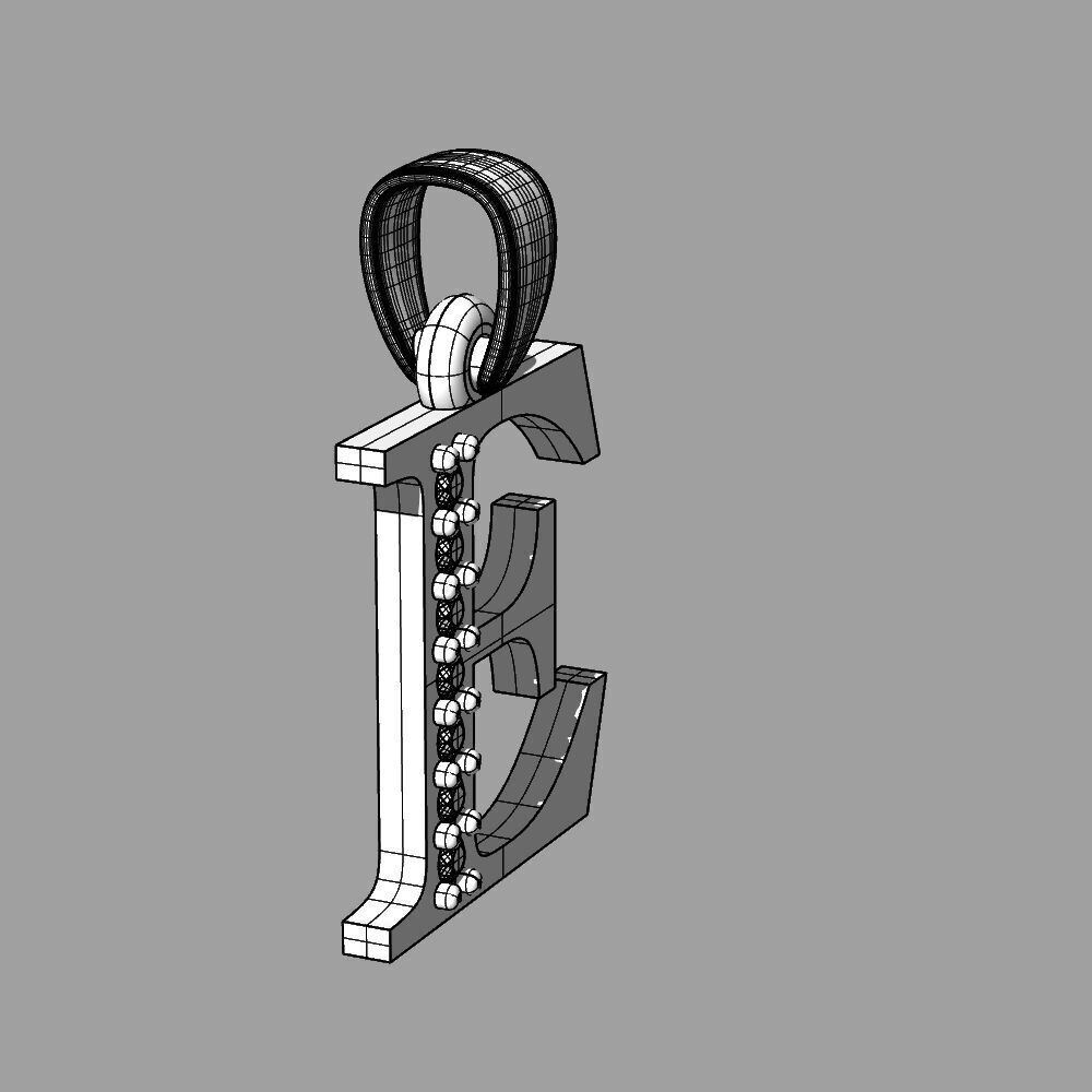 Alphabet Latin with gems E 3D print model_49