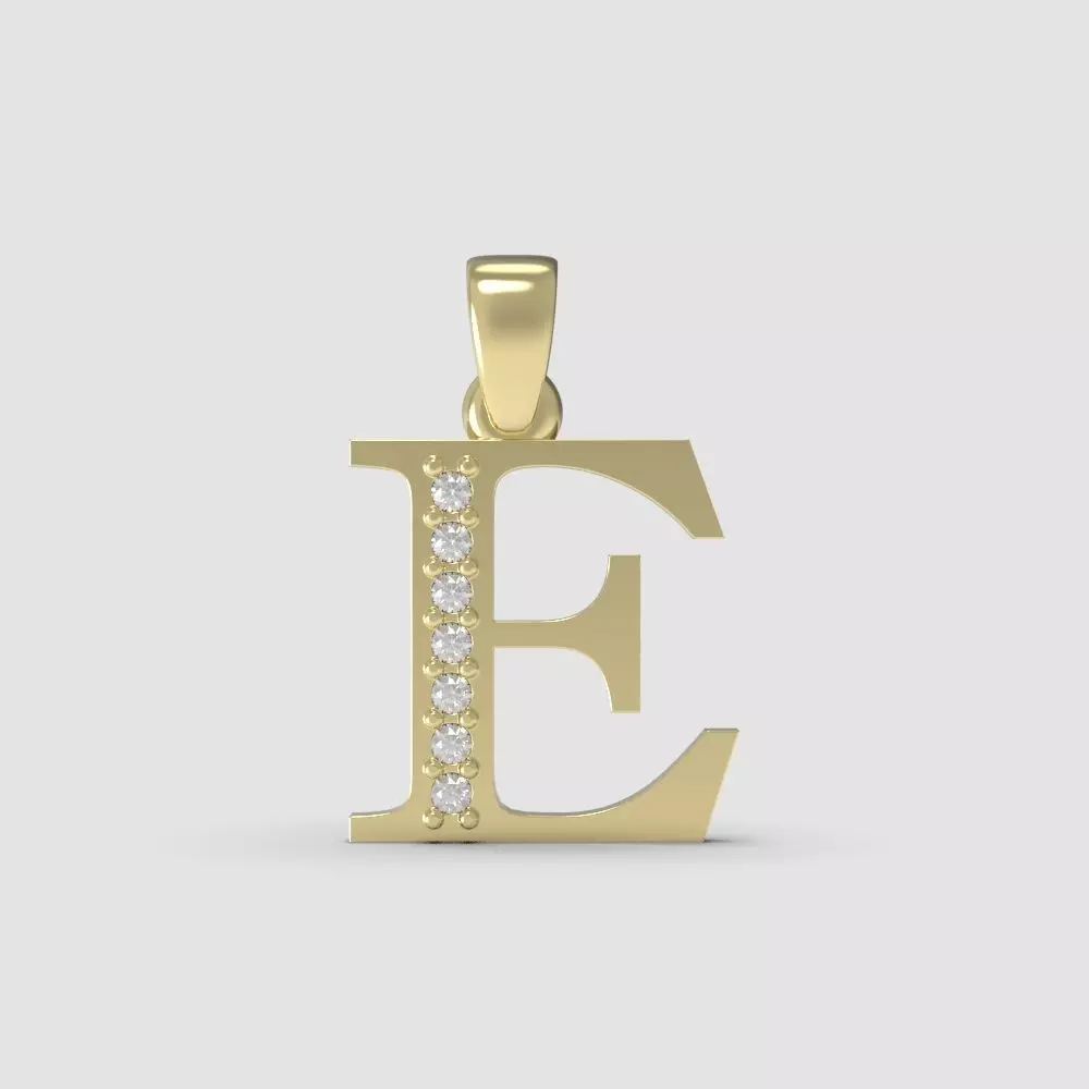 Alphabet Latin with gems E 3D print model_0