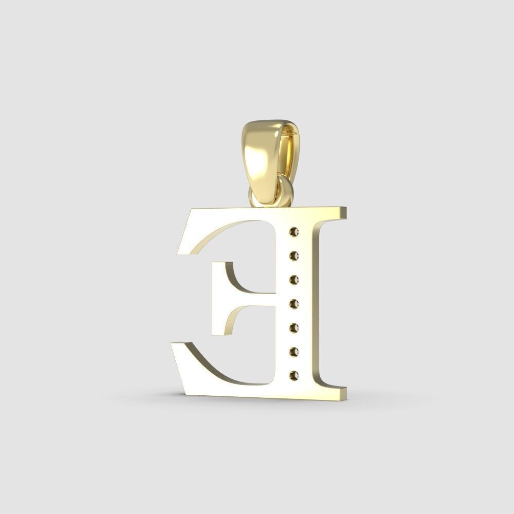 Alphabet Latin with gems E 3D print model_6