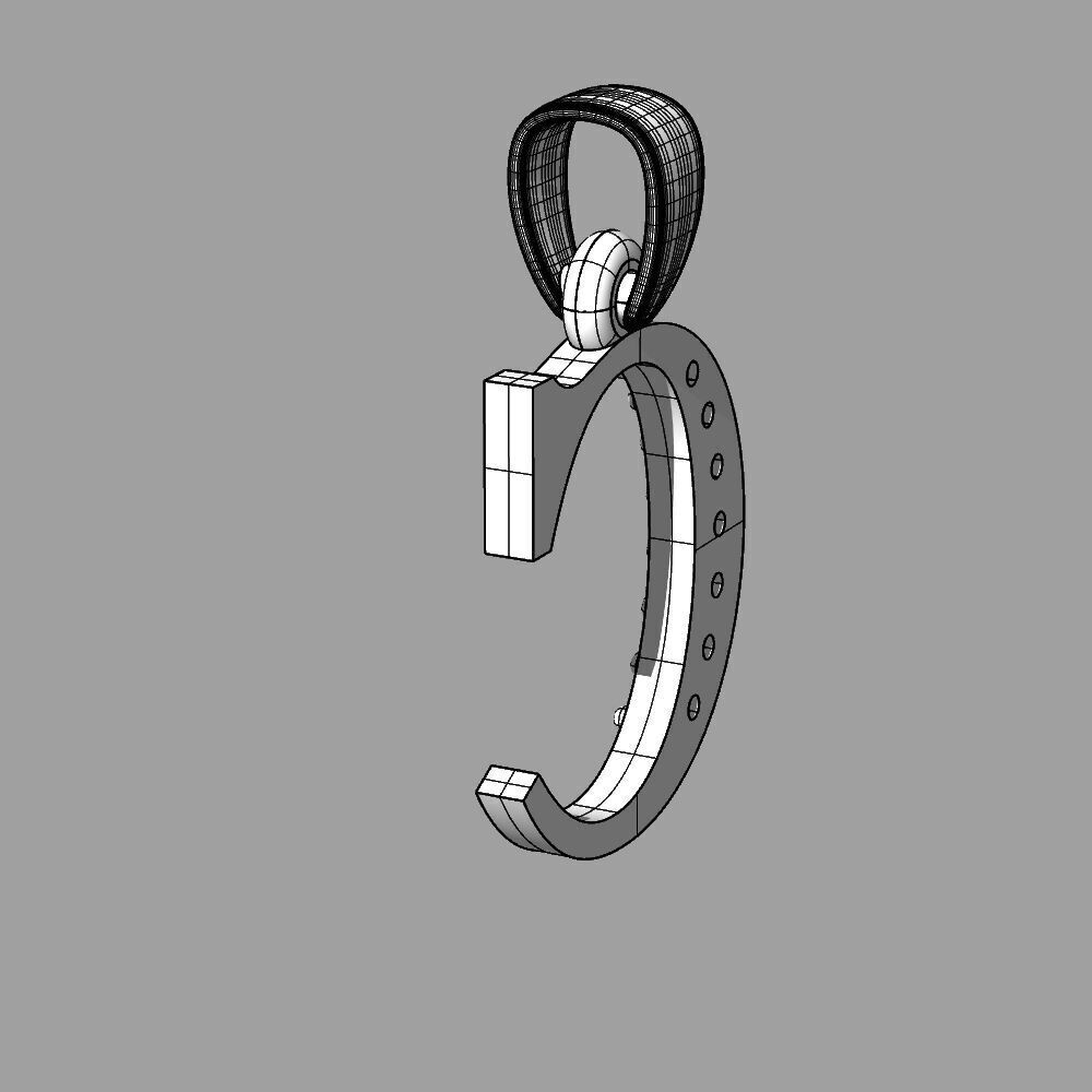 Alphabet Latin with gems C 3D print model_40