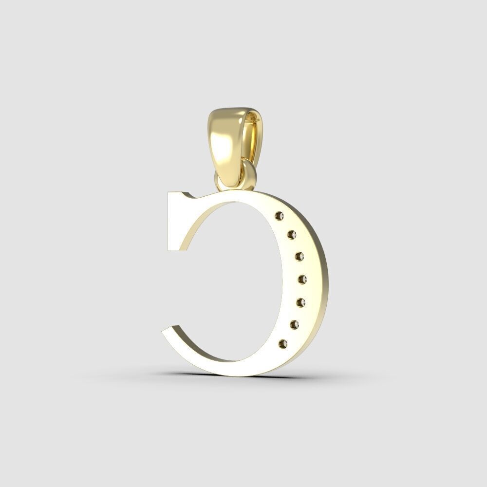Alphabet Latin with gems C 3D print model_5