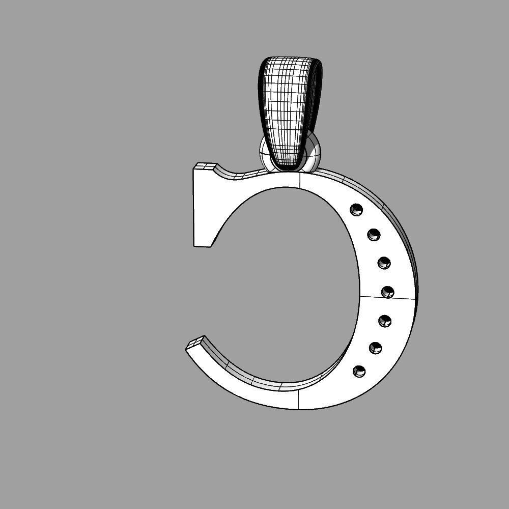 Alphabet Latin with gems C 3D print model_43