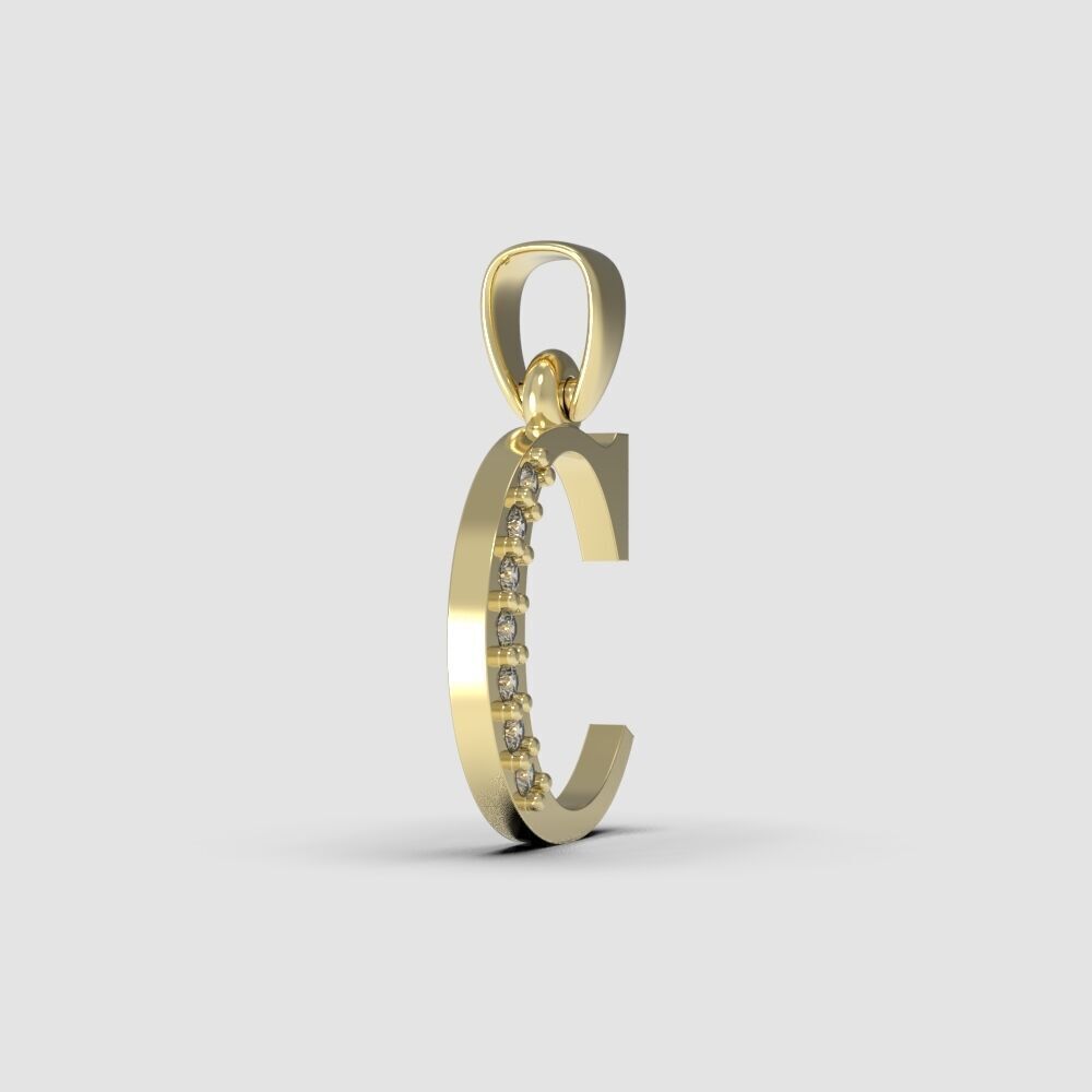 Alphabet Latin with gems C 3D print model_25