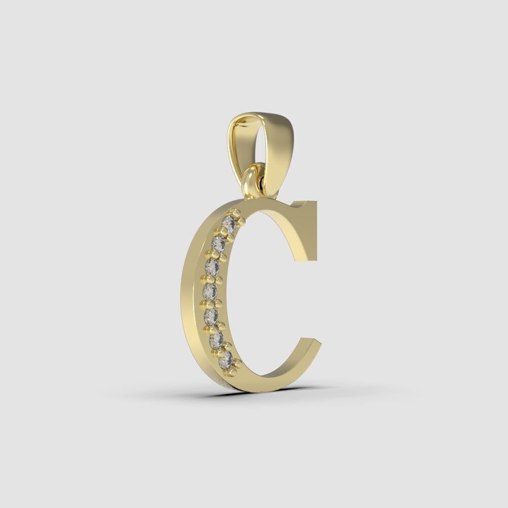 Alphabet Latin with gems C 3D print model_27