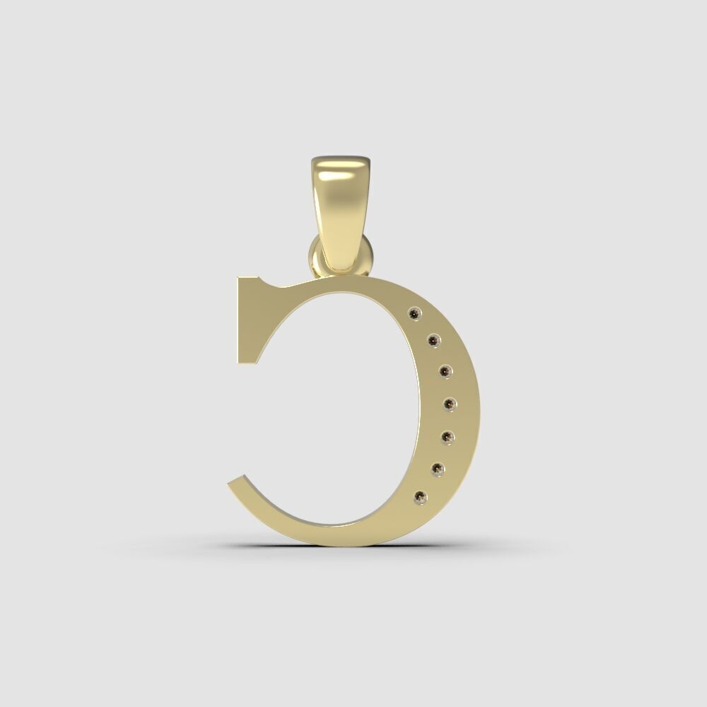 Alphabet Latin with gems C 3D print model_2