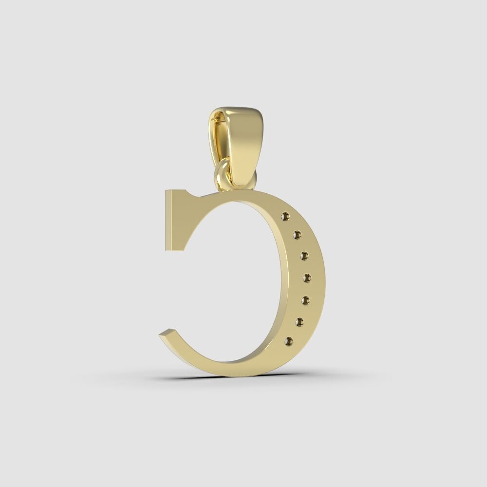 Alphabet Latin with gems C 3D print model_18