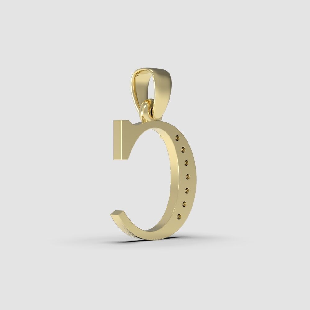 Alphabet Latin with gems C 3D print model_16