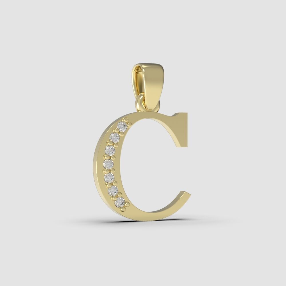 Alphabet Latin with gems C 3D print model_30