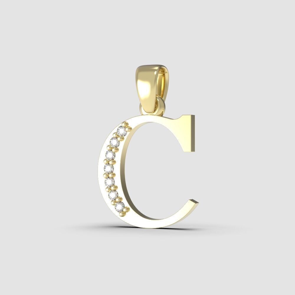 Alphabet Latin with gems C 3D print model_31
