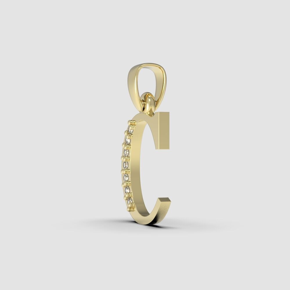 Alphabet Latin with gems C 3D print model_9