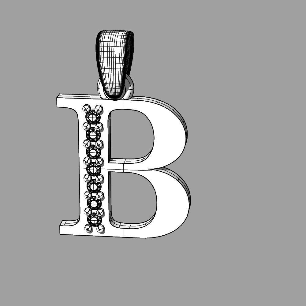 Alphabet Latin with gems B 3D print model_3