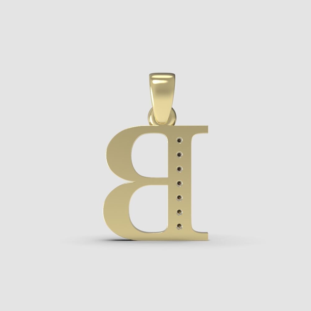 Alphabet Latin with gems B 3D print model_1