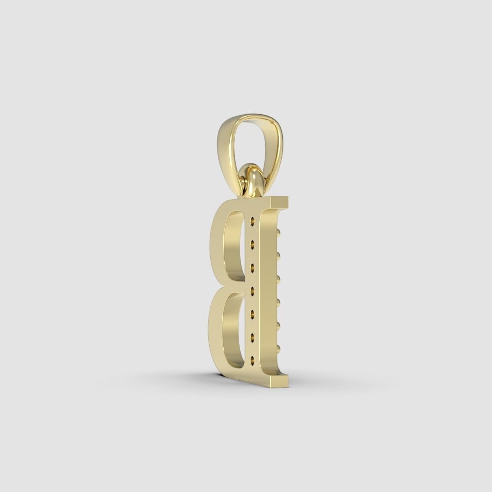 Alphabet Latin with gems B 3D print model_21