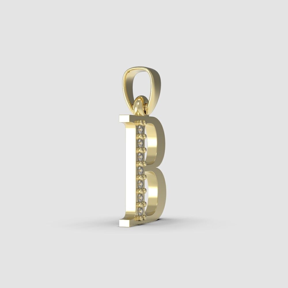 Alphabet Latin with gems B 3D print model_26