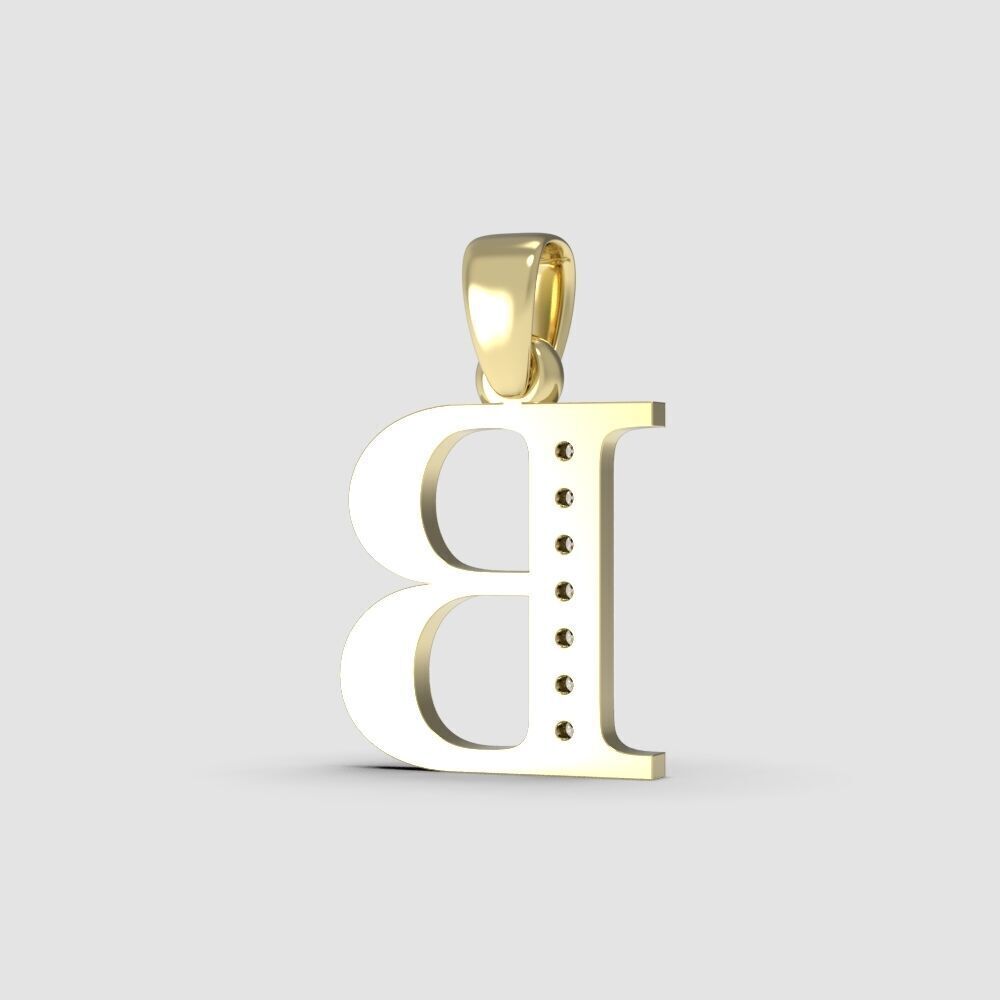 Alphabet Latin with gems B 3D print model_6