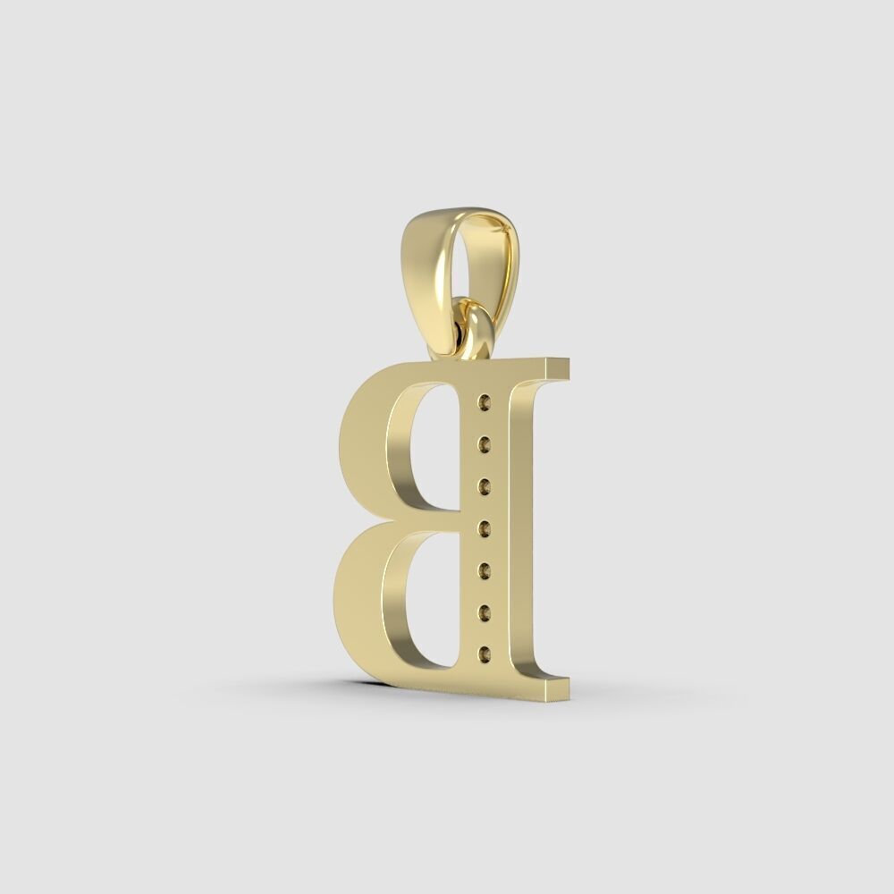 Alphabet Latin with gems B 3D print model_20